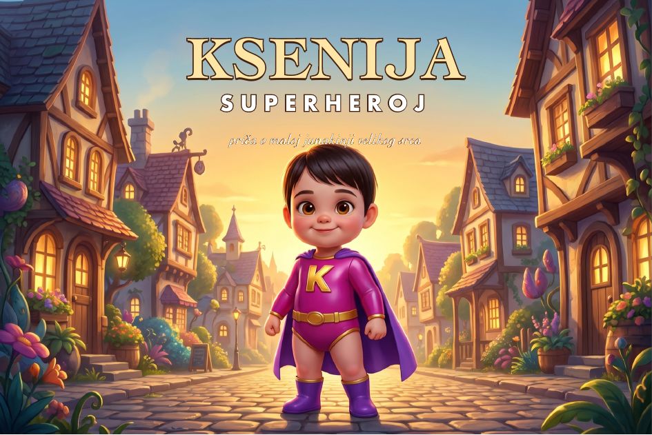 Korica knjige - dete kao superheroj u čarobnom gradu